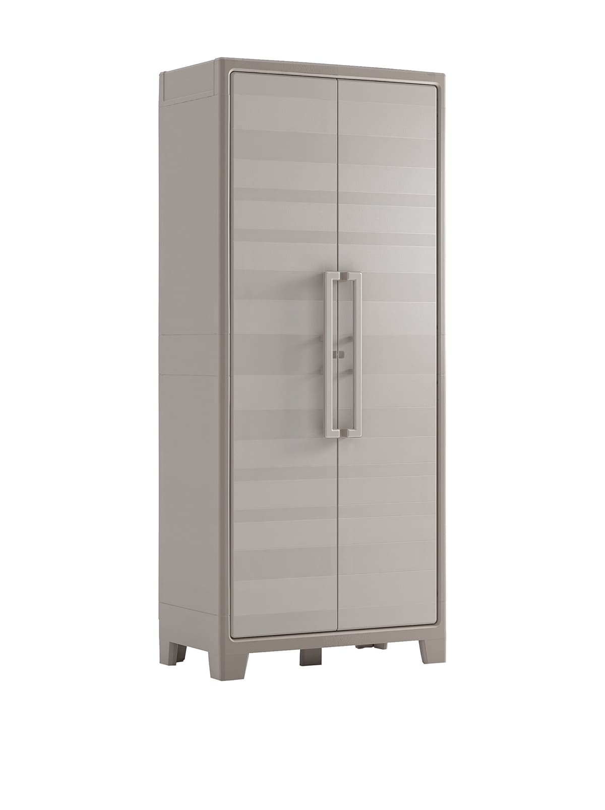 Keter Armario Gulliver Escobero|Almacenaje Interior y Exterior|Resina|Resistente al Agua, 2 Puertas y 8 Baldas Regulables en Altura|Beige/Arena|80 x 44 x 182 cm