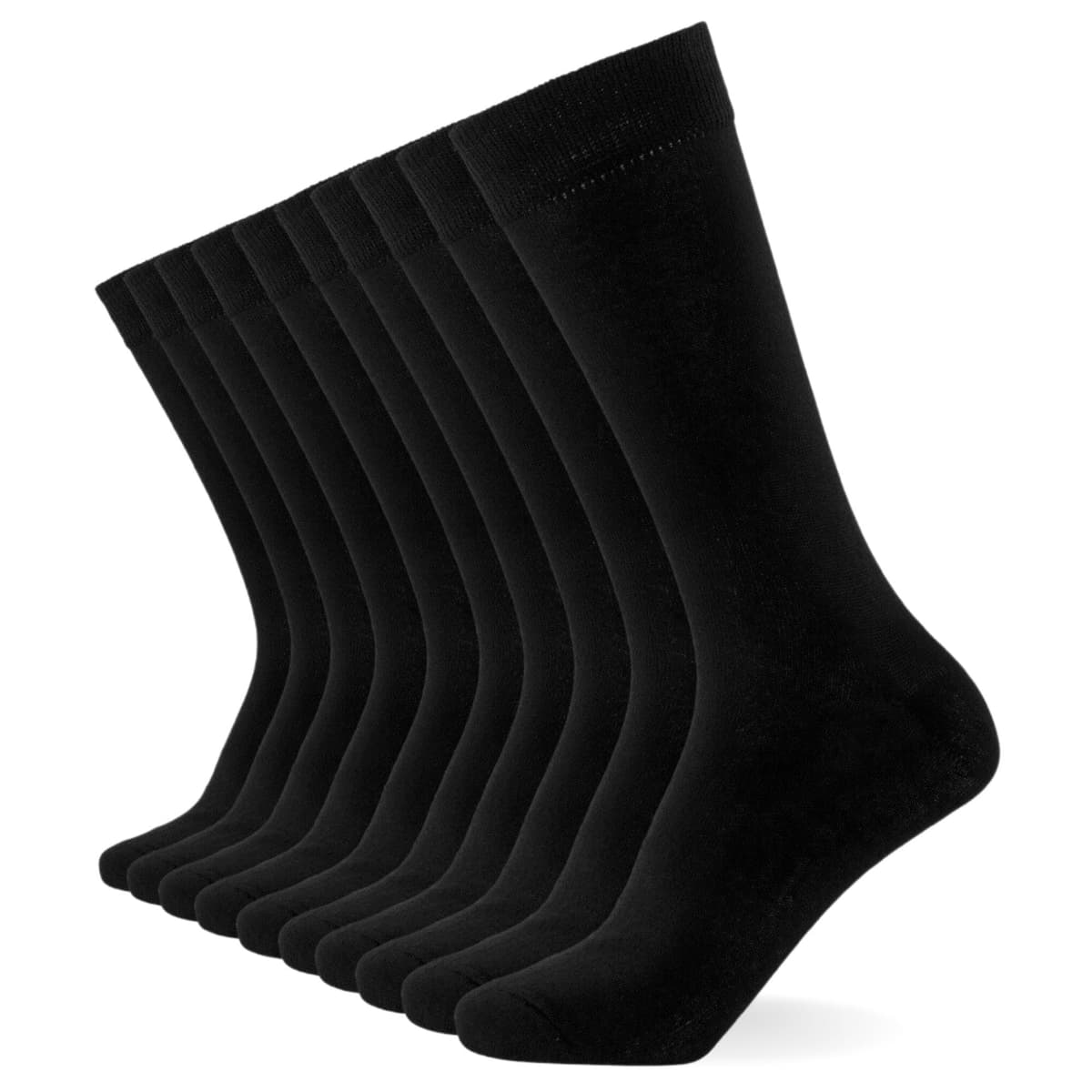 FM London 10-Pack Plain Mens Socks - Comfortable Charcoal, Navy & Black Socks for Men - Smart Dress Look - Suitable for Work and Casual Wear - Cotton Rich, Breathable, Stain Resistant and Durable