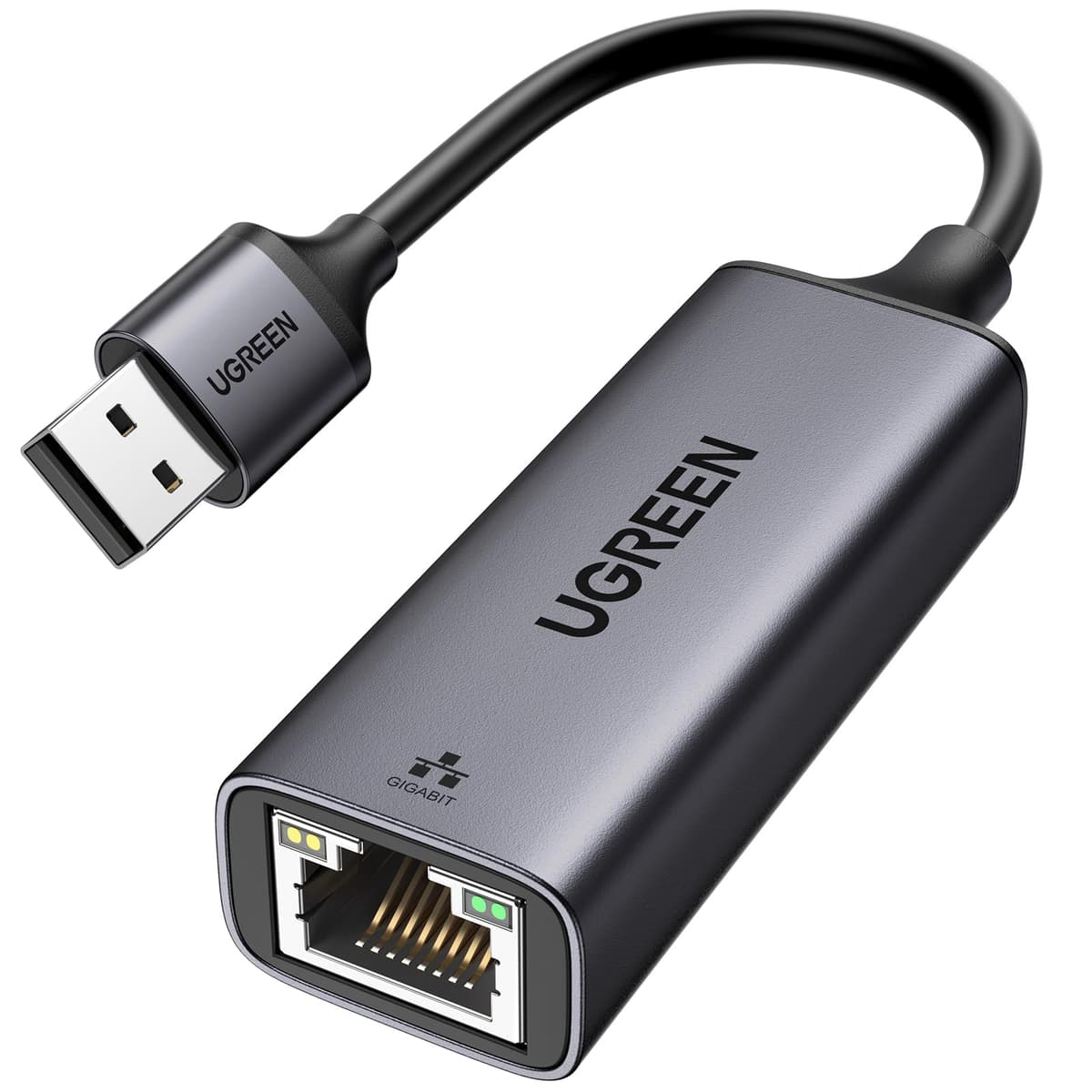UGREEN USB Ethernet Adapter,1000 Mbps Gigabit Network Adaptor, Aluminum RJ45 LAN Internet Adapter Driver Free Compatible with Switch, MacBook Pro 2022 2020,TV Box,XPS,Steam Deck (Black Type A)
