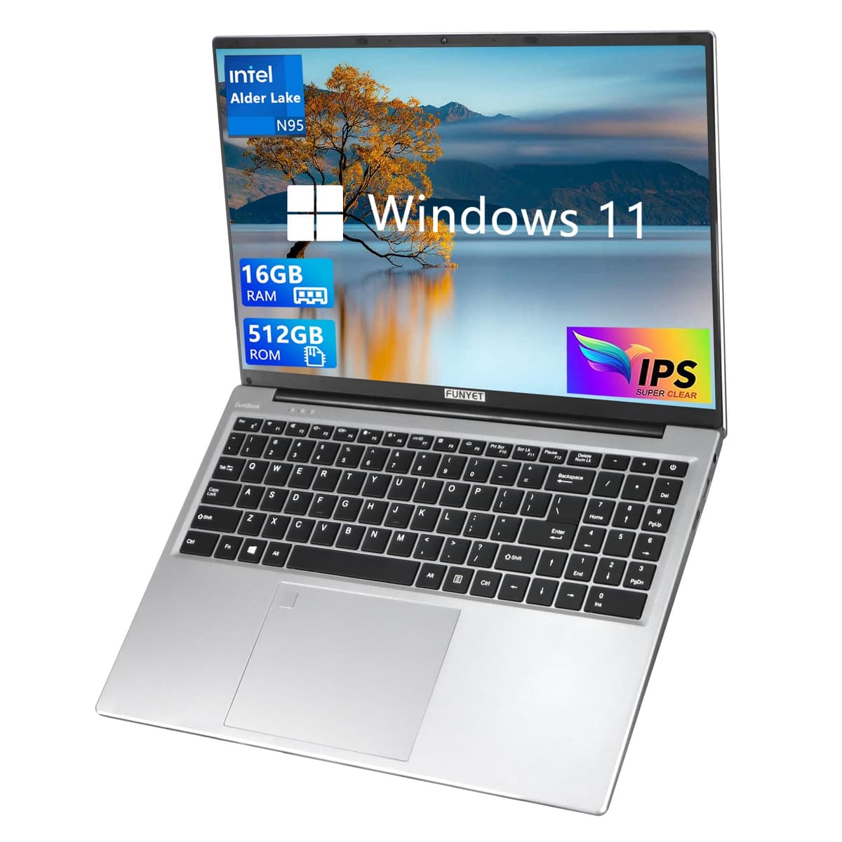FUNYET Laptop Computer, Gaming Laptop 2026 Windows 11 Pro, 16 Inch Lap Top PC, 16GB RAM 512GB SSD, Intel 12th Gen Processor(up to 3.4GHz), Backlit Keyboard, Fingerprint Unlock, FHD, 2 Years Warranty
