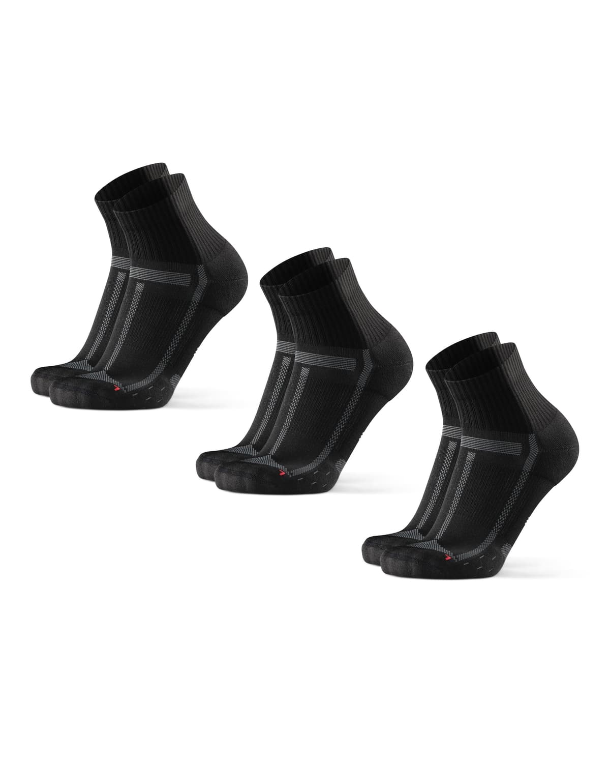DANISH ENDURANCE Cushioned Running Socks for Long Distances, Anti-Blister & Sweat Wicking, Quarter Length, for Men & Women, Unisex, 3 or 5 Pack