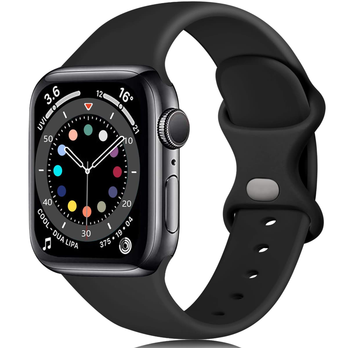 Epova Silicone Strap Compatible with Apple Watch Strap 40mm 38mm 41mm 42mm, Replacement Straps for iWatch SE 3 Series 11 10 9 8 7 6 5 4 3 2 1, Black, Small