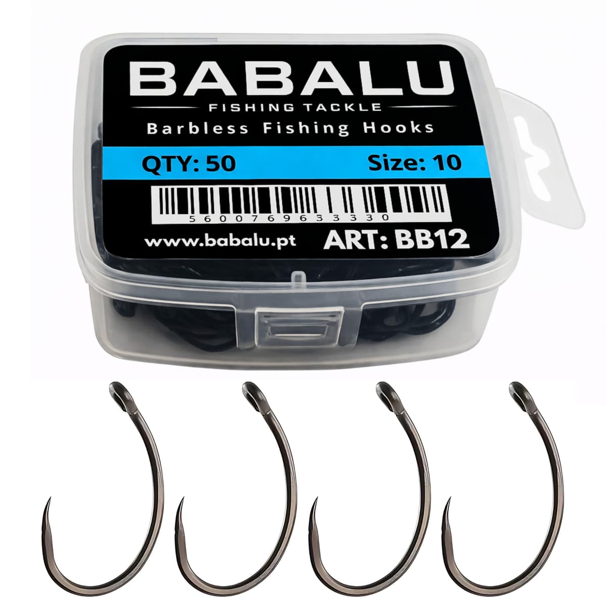 Anzuelos de Pesca BB12 50 Unidades Sin Rebarba de Acero de Alto Carbono