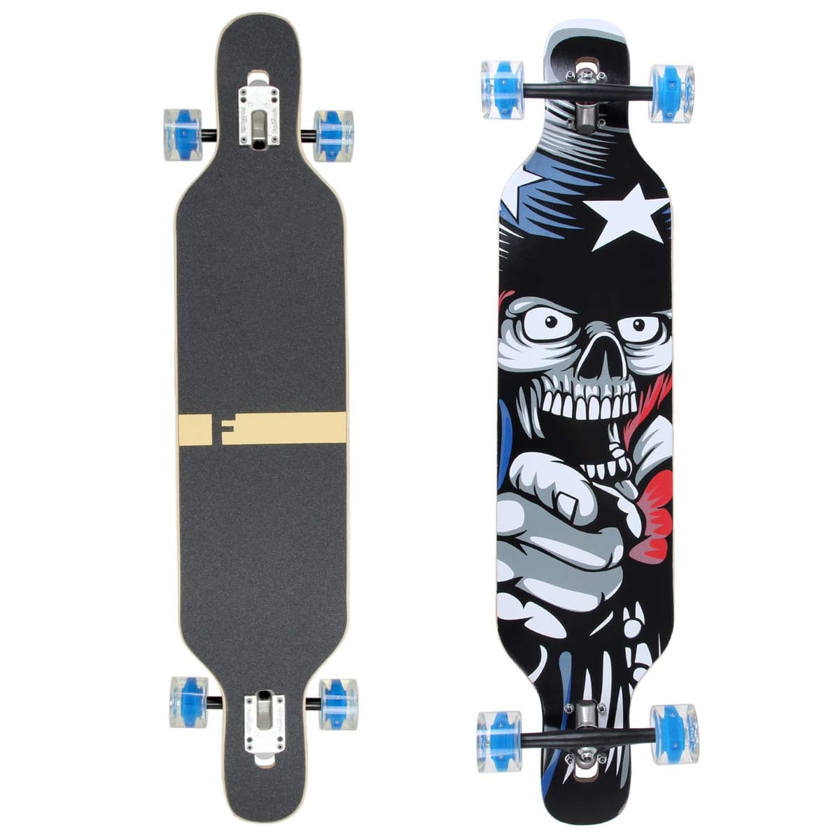 FunTomia® Freerider Longboard monopatín - 107cm x 26cm - rodamientos Mach1® - Hecho con 9 Capas de Madera de Arce