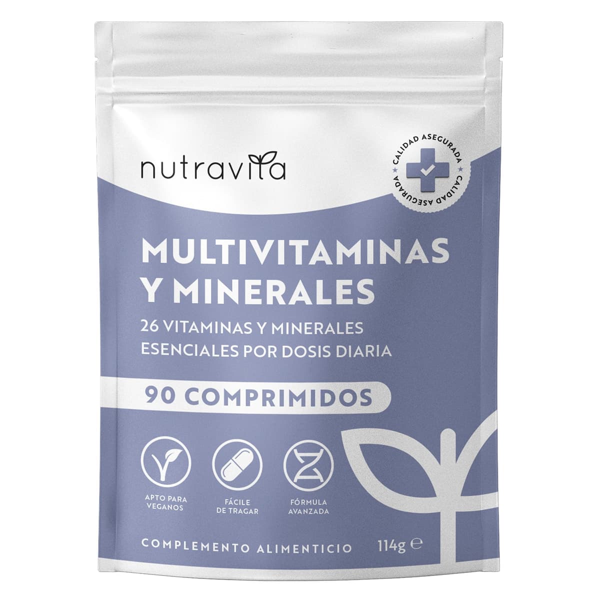 Nutravita Multivitaminas y Minerales - 90 Comprimidos Veganos - Complejo Multivitaminico Completo con 26 Esenciales Vitaminas A B C D3 E Calcio y Zinc - Vitaminico para el Cansancio - Hombre y Mujer
