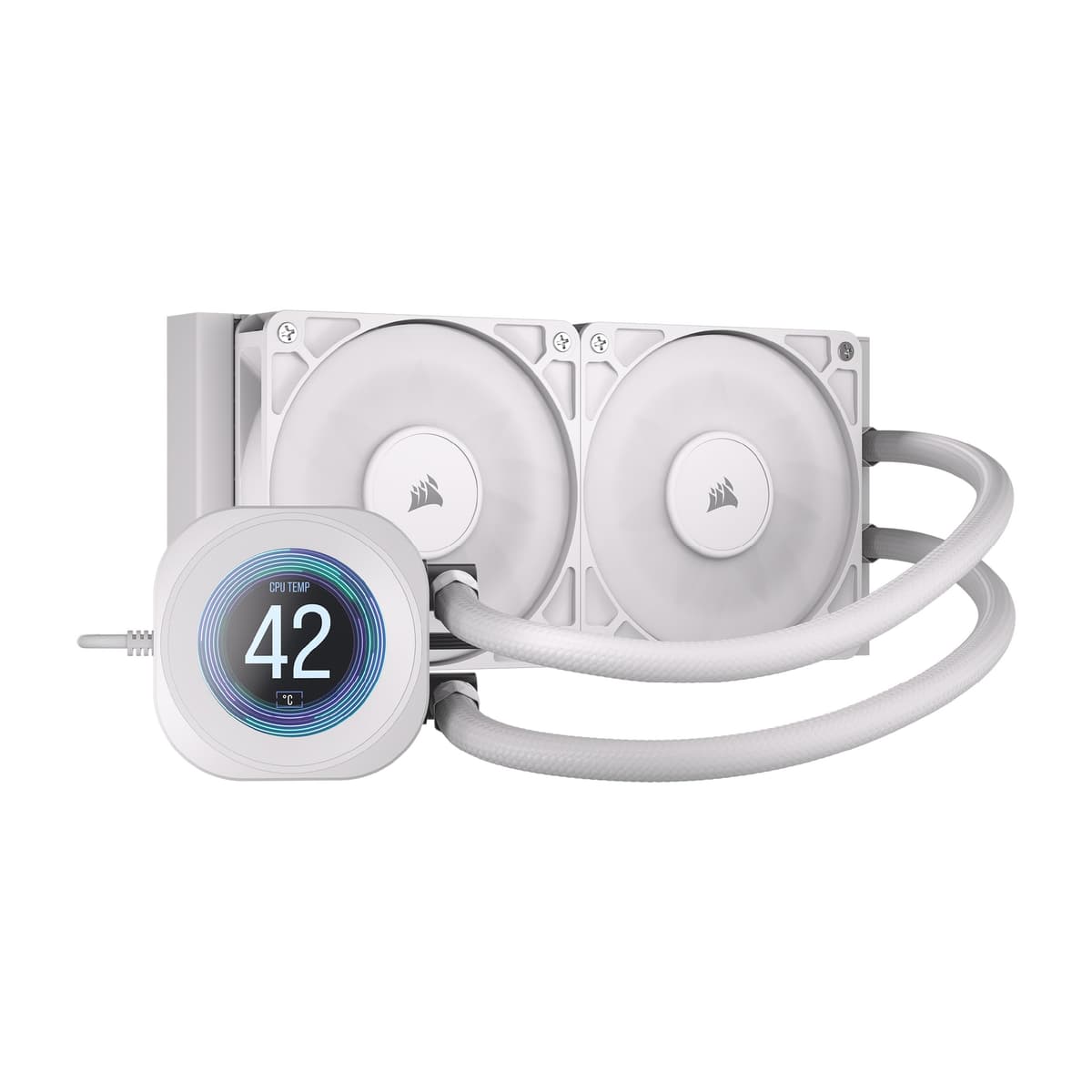 Corsair NAUTILUS 240 RS LCD Liquid CPU Cooler – 2.1" IPS LCD Screen, 240mm AIO, Low-Noise, Daisy-Chain, Intel LGA 1851/1700, AMD AM5/AM4 – 2x RS120 Fans Included – White