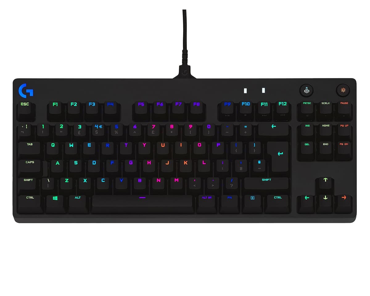 Logitech G PRO Mechanical Gaming Keyboard – Ultra Portable Tenkeyless Design, Detachable Micro USB Cable, Advanced GX Blue Clicky Switches, LIGHTSYNC RGB Backlit Keys, QWERTY UK, PC/Mac - Black