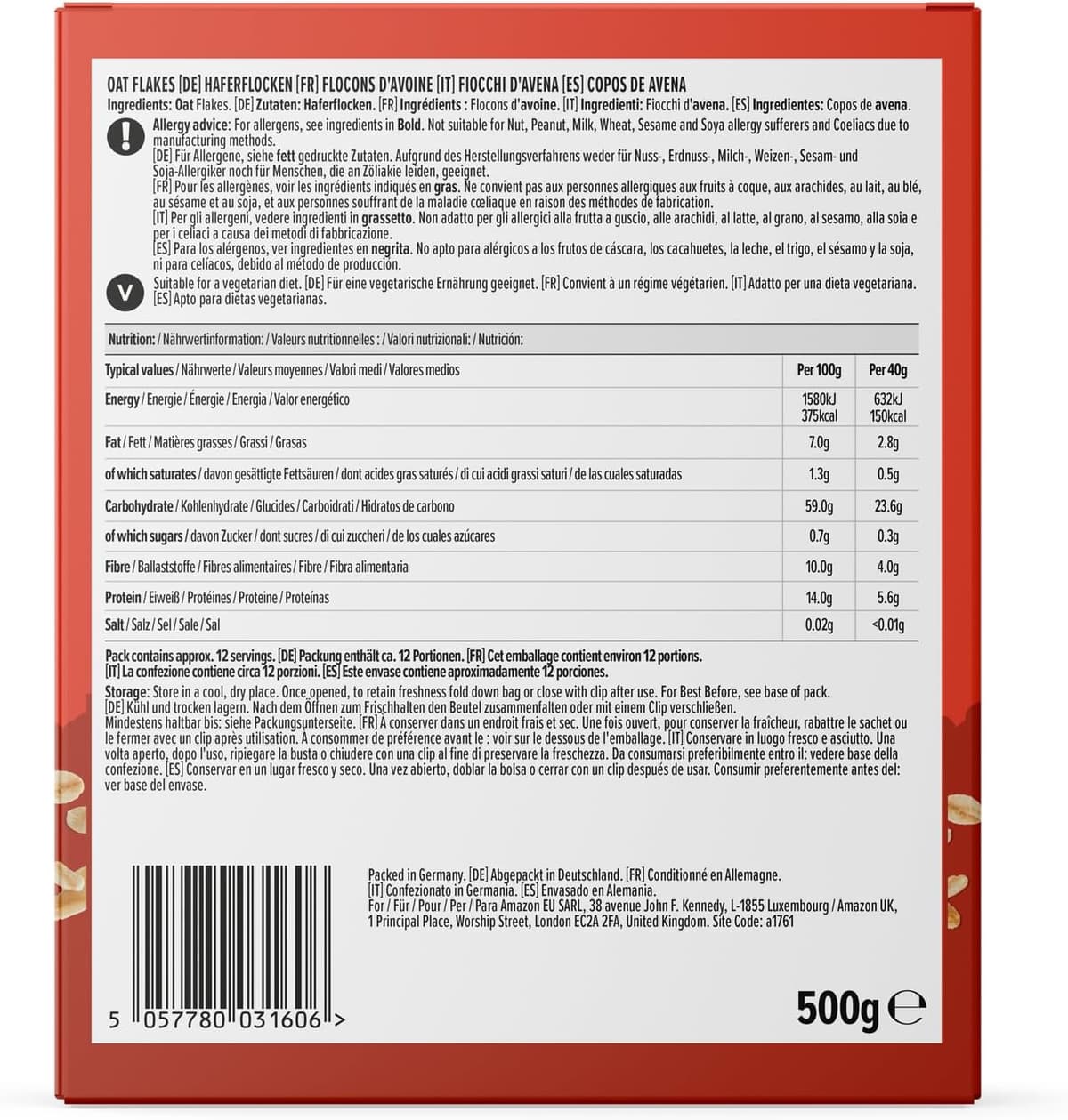 by Amazon Copos De Avena, 500g