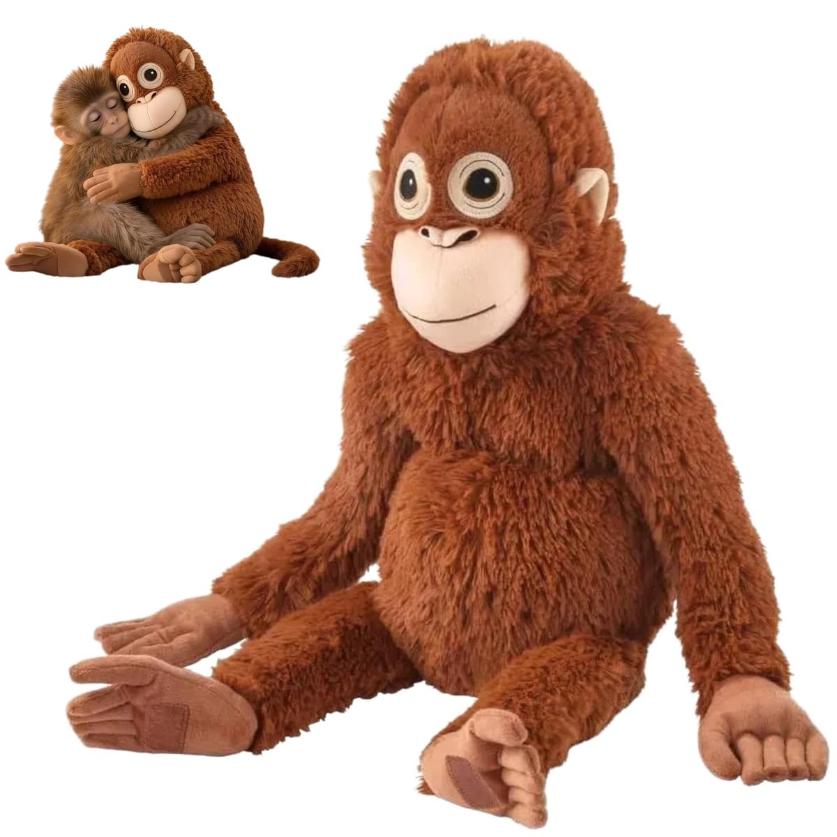 Punch Monkey Plush – 40cm Large Orangutan Soft Toy, Eco-Friendly & Washable, Realistic Cuddly Monkey Plush for Kids, Safe & Soft