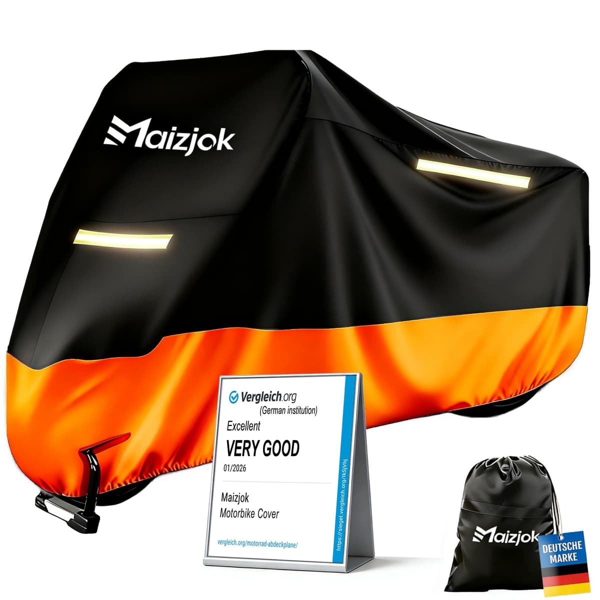 Maizjok® Motorbike Cover Waterproof Outdoor, Motorcycle Cover Heavy Duty 210D Rain UV Dust Indoor, All Weather Covering for Scooter Moped Street/Off Road/Scrambler Motorbike (96.5 x 41.3 x 49.2 in)