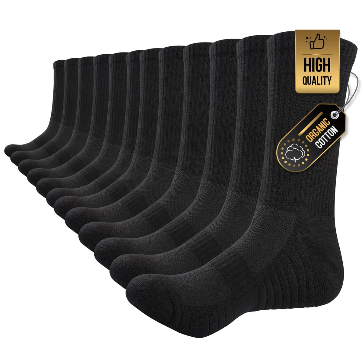 TANSTC Mens Socks Wicking Breathable Cushion Comfortable Casual Crew Socks Outdoor Multipack Performance Hiking Trekking Walking Athletic Socks 6 Pairs