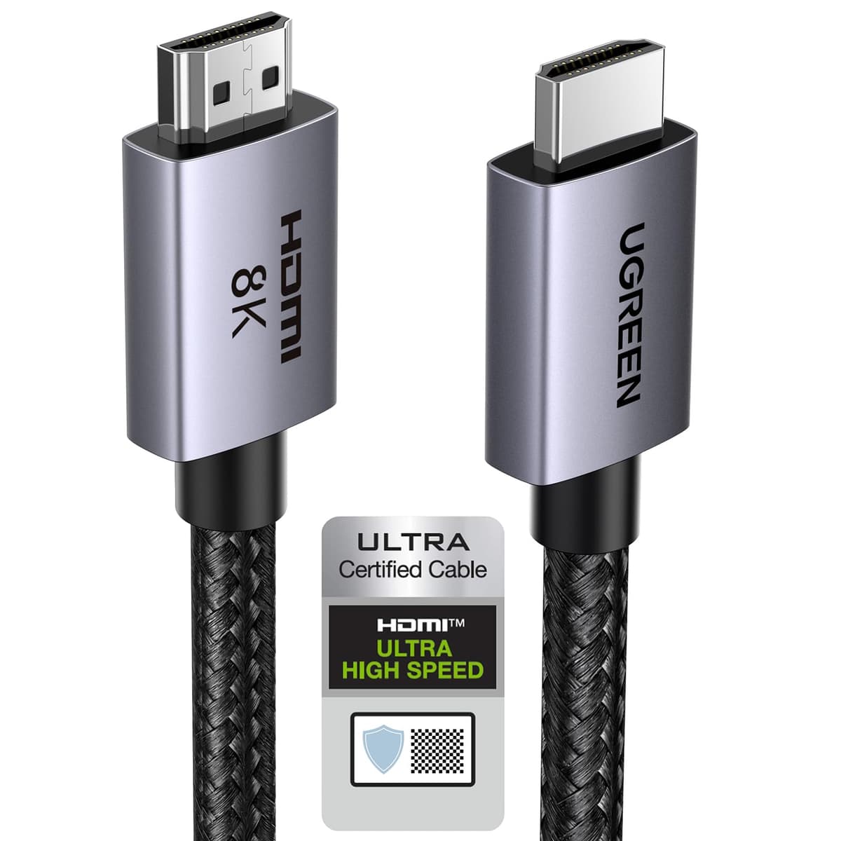 UGREEN HDMI 2.1 Cable Certified 10K 8K 4K 1440P@240/165/120Hz eARC HDR Dolby Vision Atmos HDCP 2.3 48Gbps Ultra High Speed Compatible with PS5 Xbox Series X/S Laptop TV Soundbar Game Monitor PC(1M)
