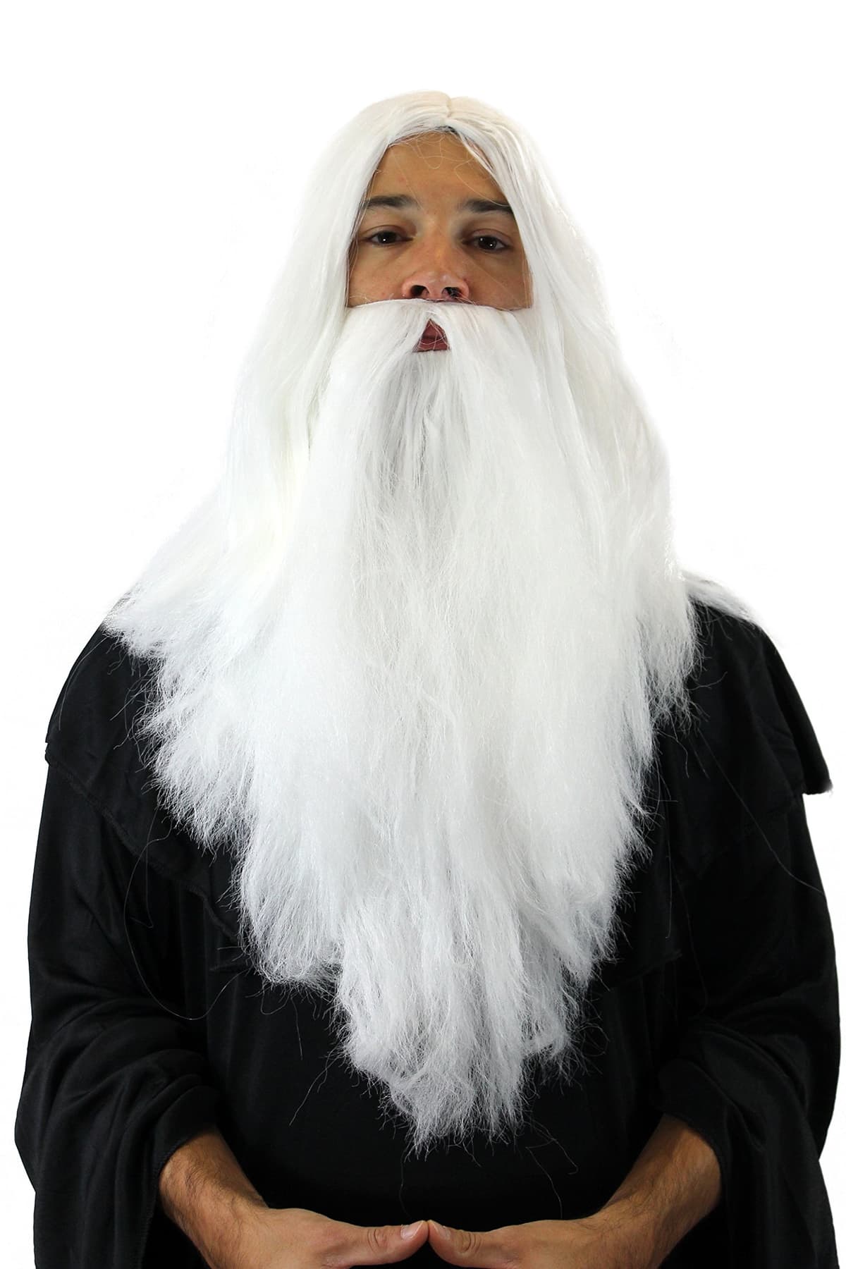 WIG ME UP- PW0210-P60 - Set de Peluca y Barba: hechicero canoso, Brujo, White Wizard