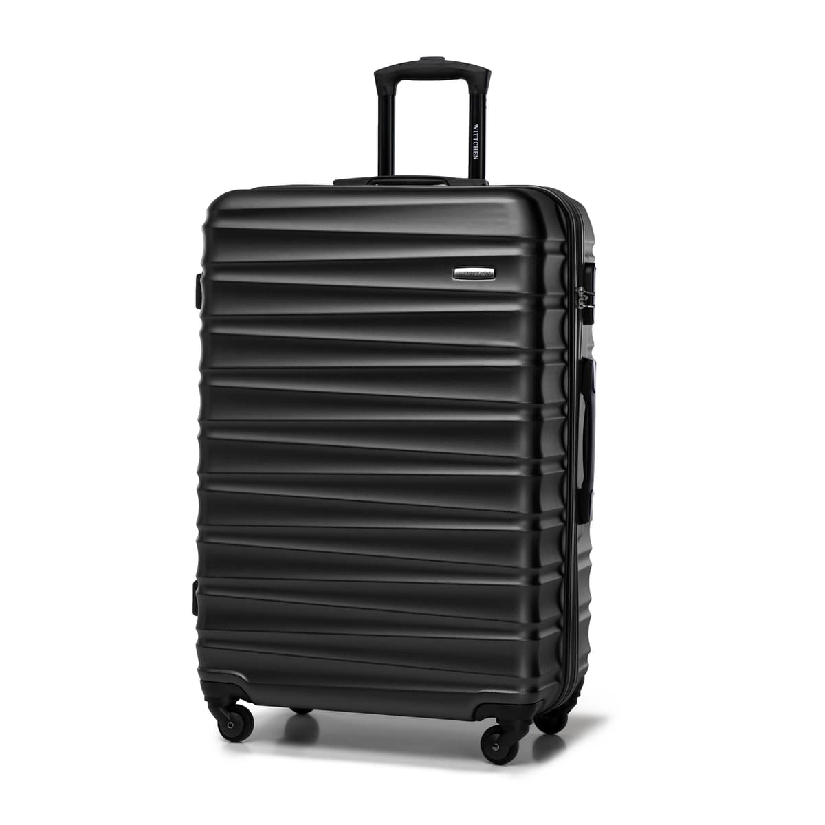 WITTCHEN Maleta Grande Trolley ABS rígido para facturación con 4 Ruedas giratorias Cerradura de combinación asa telescópica Groove Line Negro Ryanair/Vueling/Iberia/easyJet/Iberia Express