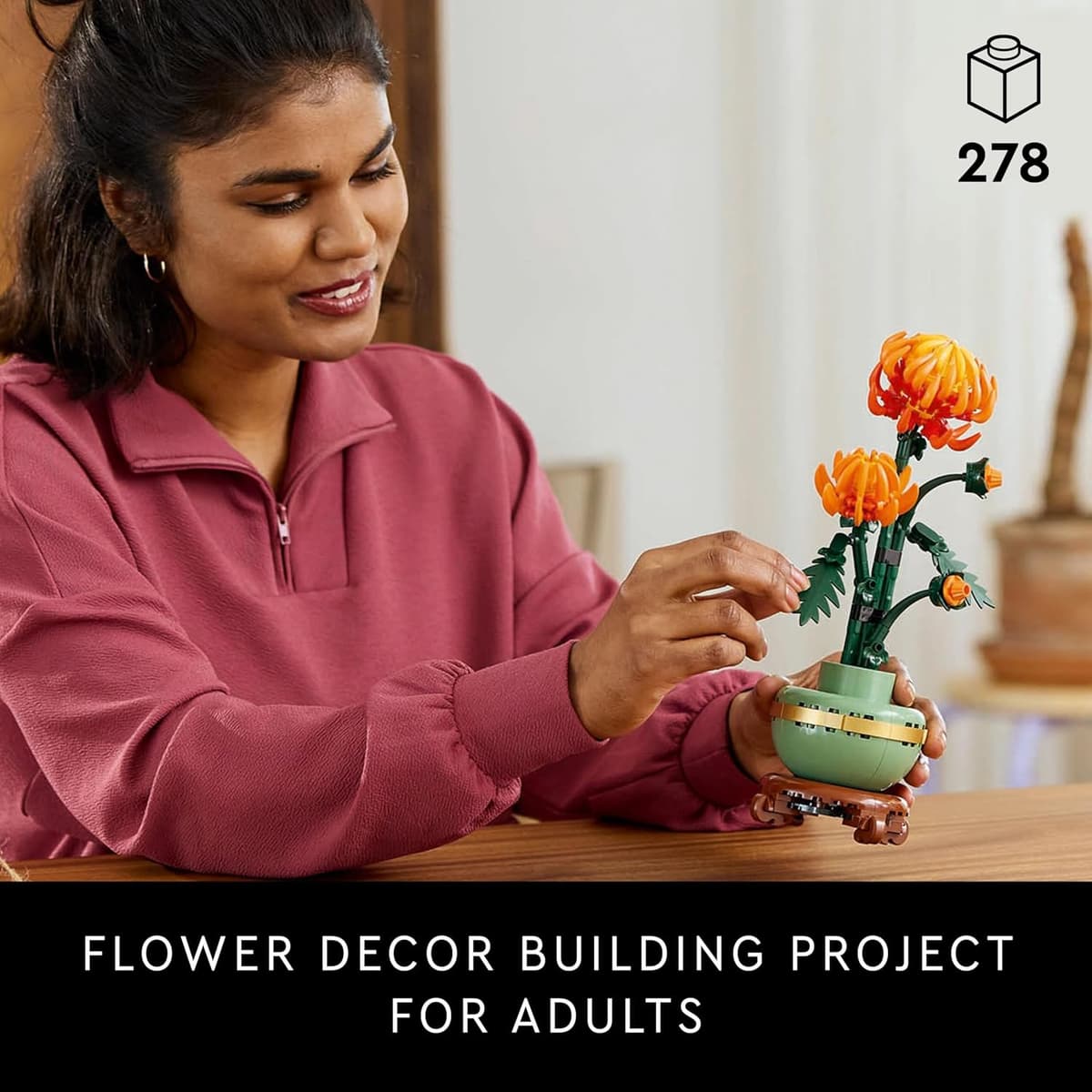 LEGO Botanicals Chrysanthemum - Artificial Flower Building Set - Creative Model Kit for Adults to Build - Faux Plant Gift for