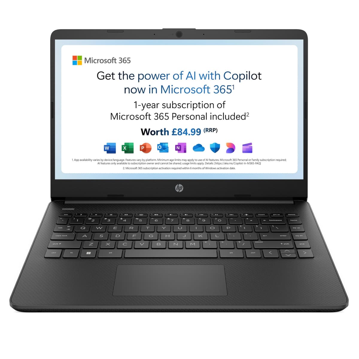 HP Stream 14" Laptop | Intel N4120 Processor | 4 GB RAM | 64 GB eMMC | Intel UHD Graphics | HD Display | Dual Speakers | Microsoft 365 Personal 12 month included | Win 11 | Jet Black | 14s-dq0000sa