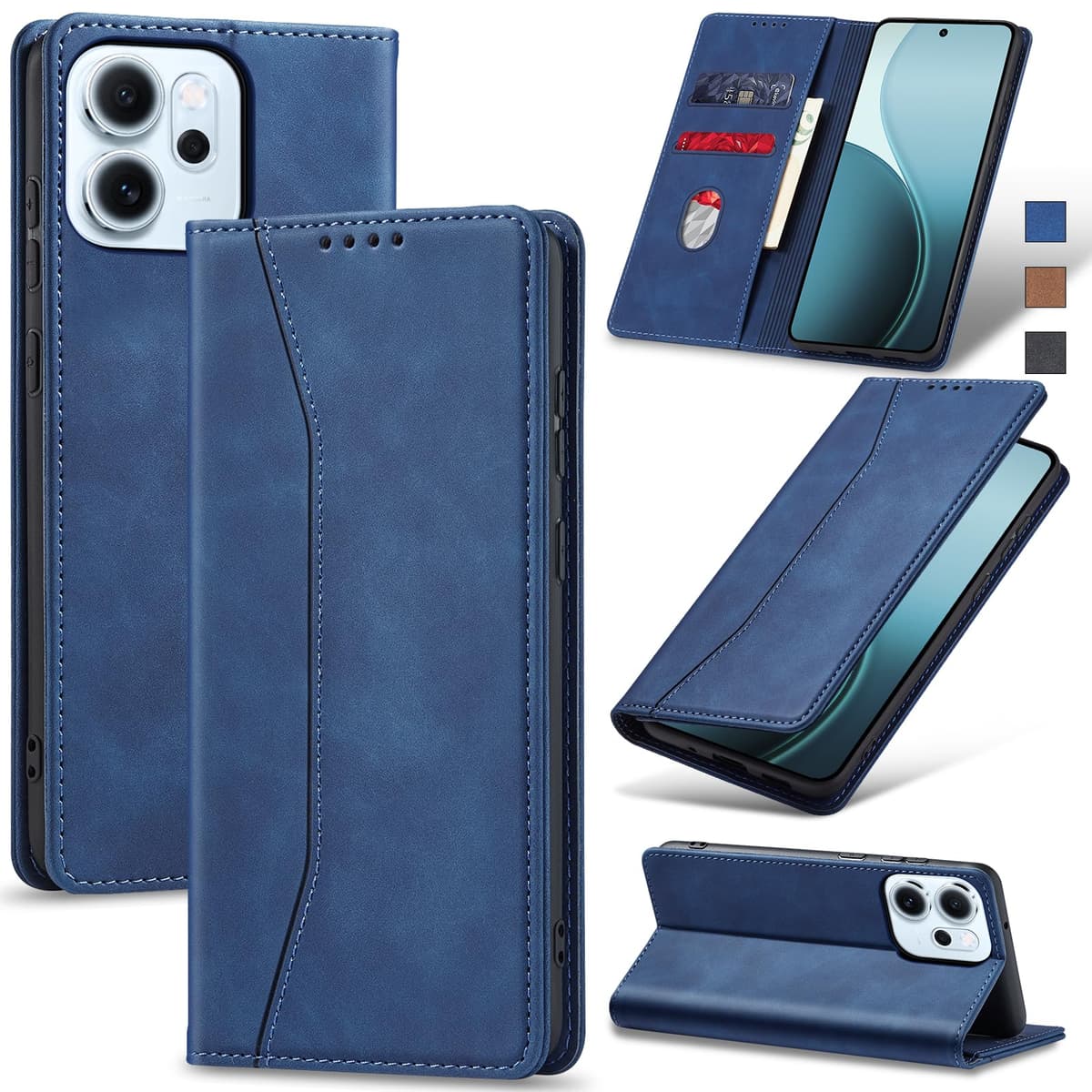 Jasonyu Funda para OPPO Reno14 /14 F/FS 5G,Cuero PU Carcasa,Tipo Libro Flip Case con Tarjetas y Cartera,Soporte Plegable,Cierre magnético,Capa (Azul)