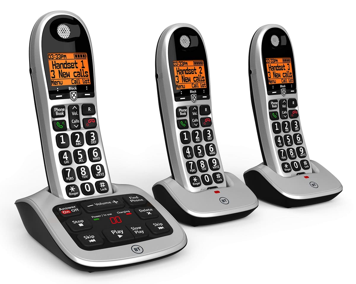 BT 4600 Cordless Landline House Phone, Home Phone, Big Buttons, Advanced Nuisance Call Blocker, Answer Machine, Trio Handset Pack New