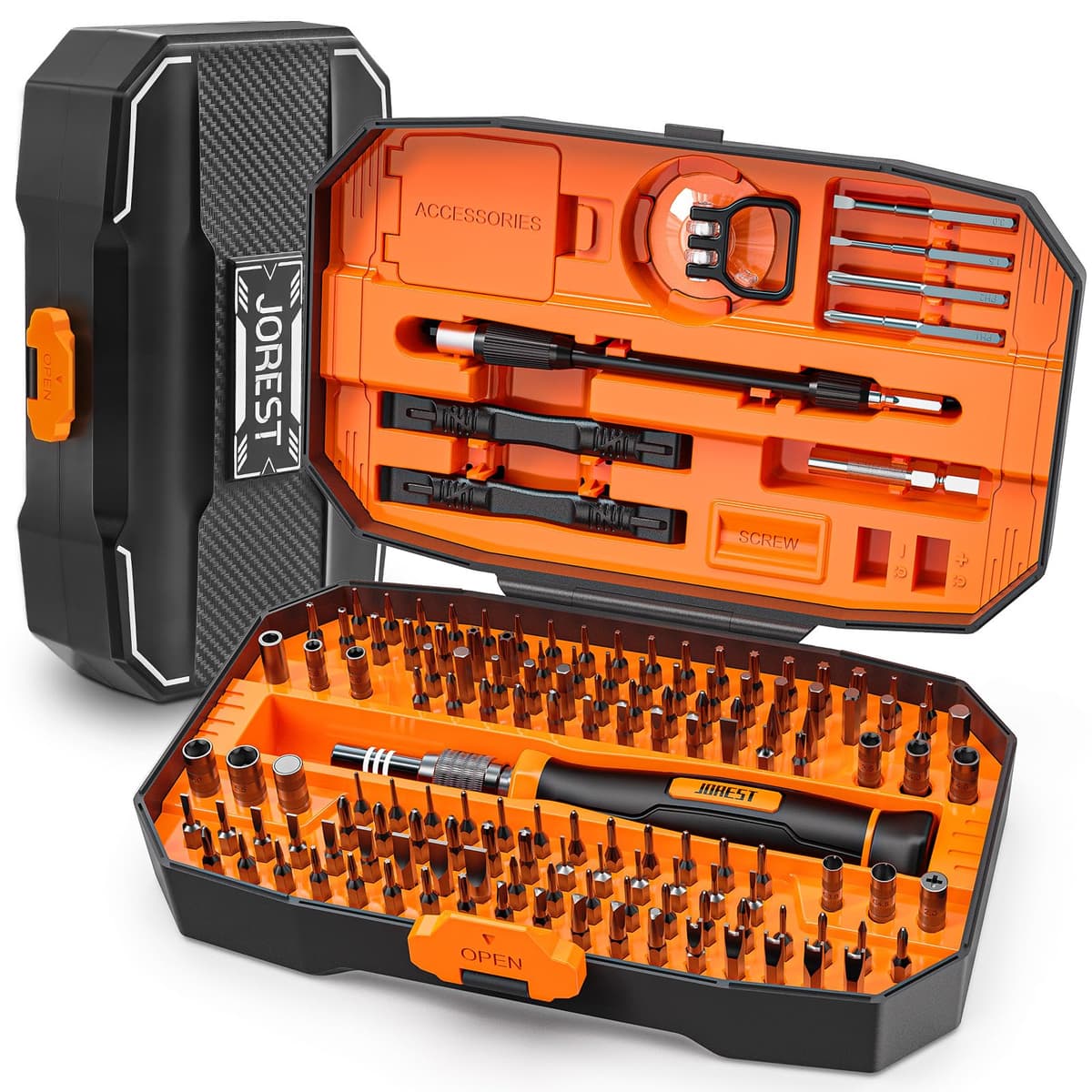 JOREST 152 en 1 set de Destornilladores de Precisión Magnéticos Profesionales, Kit de Reparación Portátil con Torx Triwing Bits para Macbook, PC,Switch, PS5, Gafas, Relojes, Laptop, Xbox