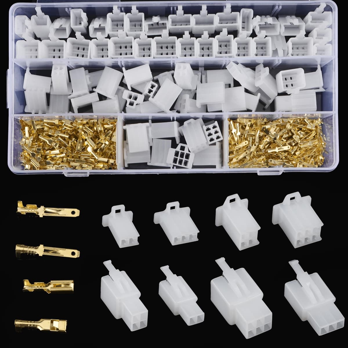 480 Pieces Heat Shrink Tube Connectors 2.8mm Automotive Connector Kit 2 3 4 6 Pin Wire Connectors Kit for Motorcycle, Car, Truck, Scooter, Boats