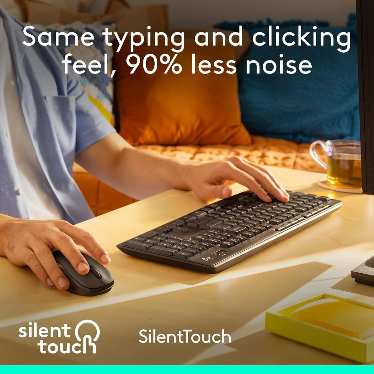 Logitech MK295 Silent Wireless Mouse & Keyboard Combo with SilentTouch Technology, Full Numpad, Advanced Optical Tracking, La