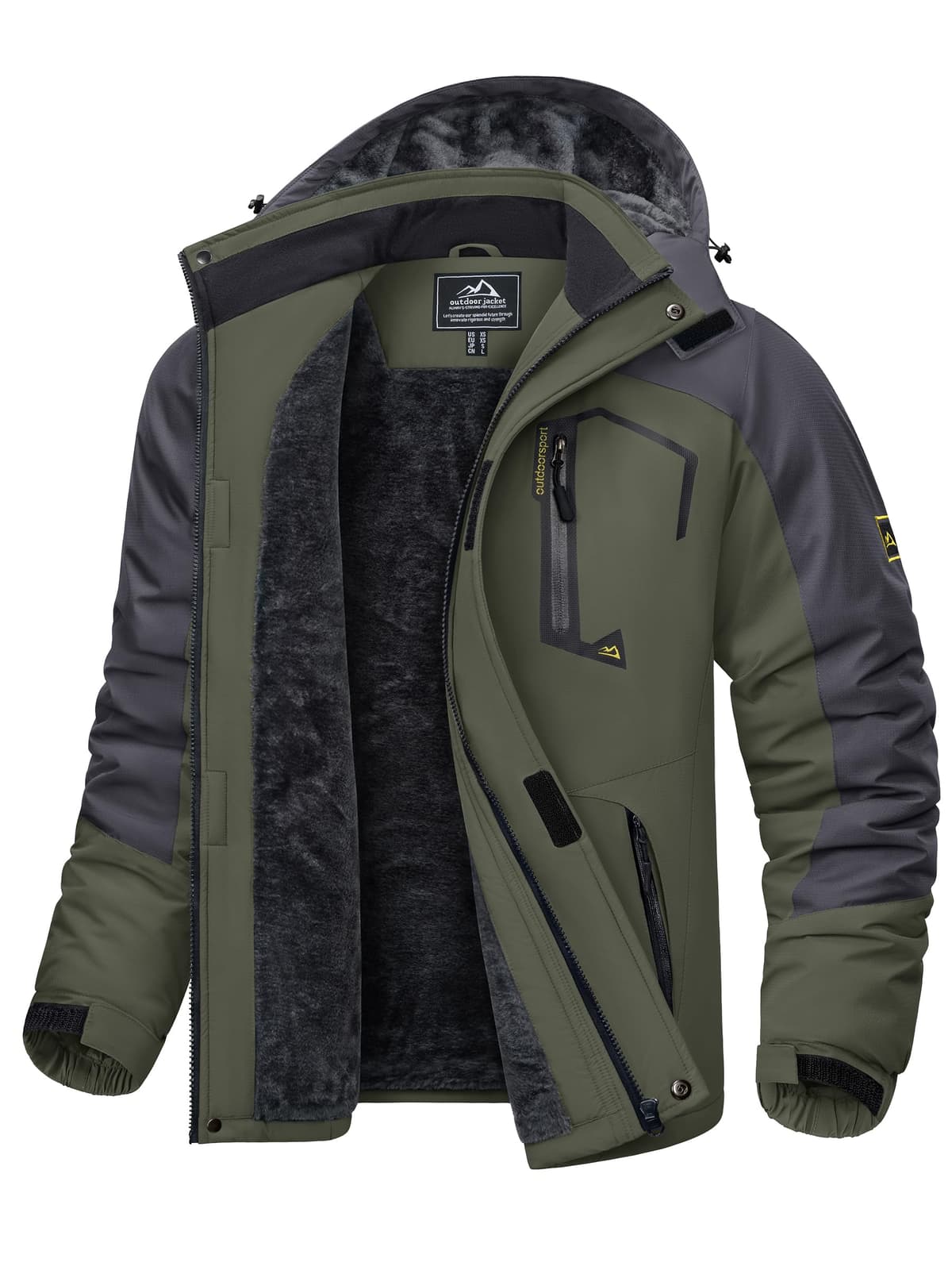 KEFITEVD Hombre Impermeables Lana Chaquetas Impermeables Esquí Cálidos Invierno Abrigos Térmicos Exteriores Abrigos con Capucha Desmontable