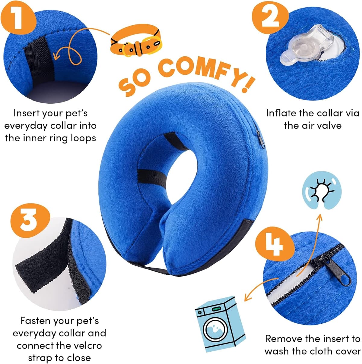 BENCMATE Inflatable Dog Cone Collar Alternative, Soft Dog Cone for Small Medium Large Dogs and Cats, Neck Recovery ECollar Do