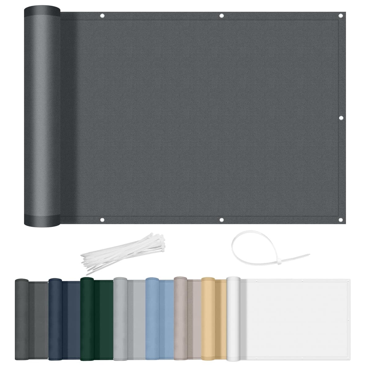 AXT SHADE Pantalla Privacidad Balcón 90x500cm Impermeable Ocultacion Balcon Protección Viento y Los Rayos UV con Ataduras de Cables para Exterior Terraza-Antracita