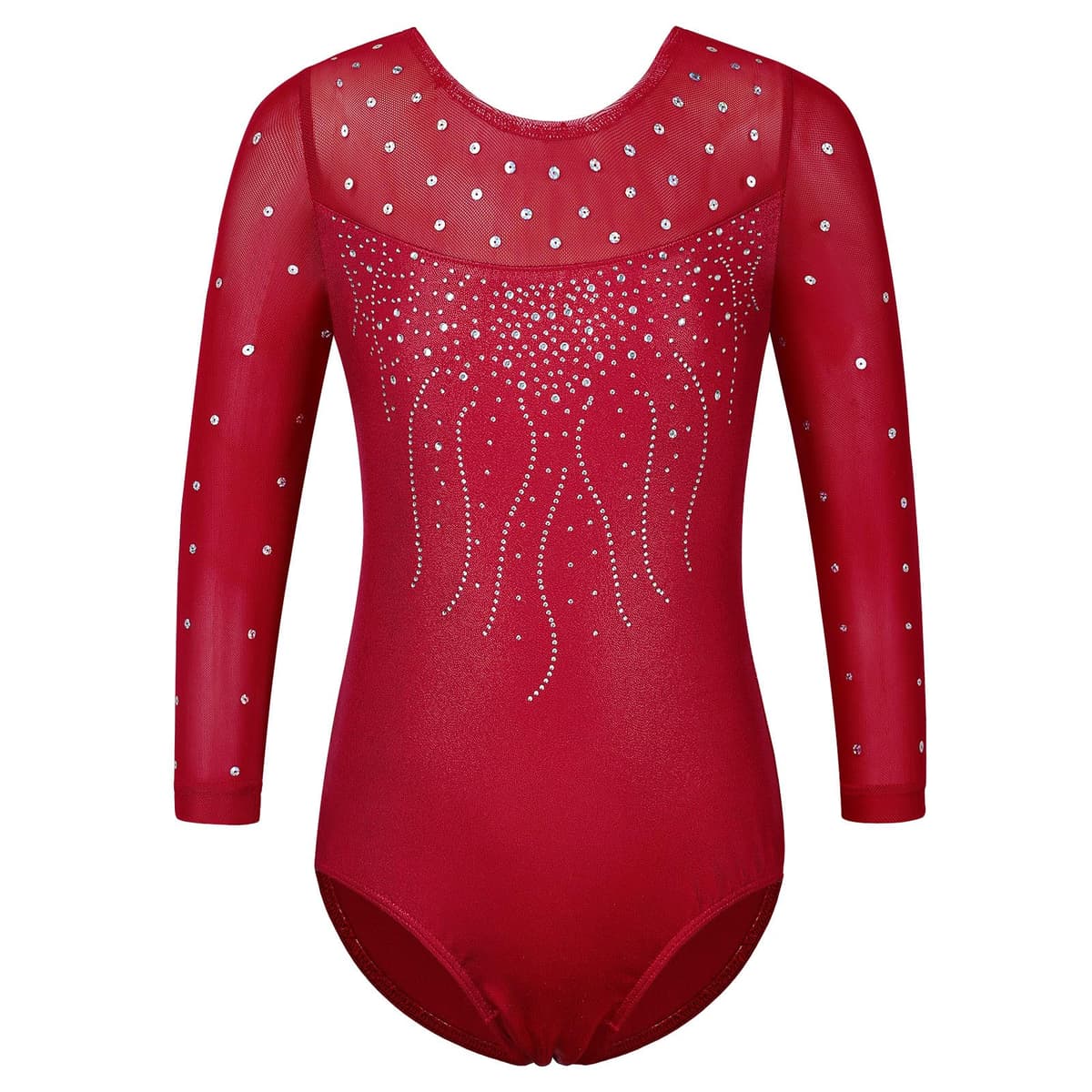 Niña Maillots de Gimnasia Mangas Largas con Lentejuelas en Tul