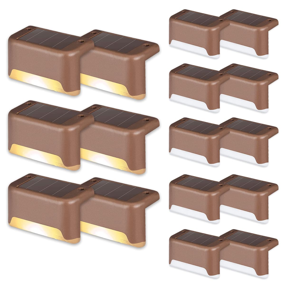 GIGALUMI Solar Deck Lights 16 Pcs Step Lights Bronze Solar Fence Lights Waterproof for Outdoor Pathway, Yard, Patio, Stairs, Step and Fences. (Warm White)
