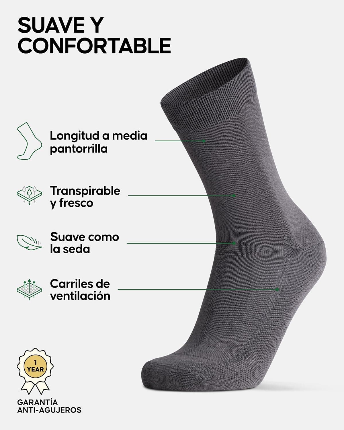 DANISH ENDURANCE Calcetines Casuales de Bambú Unisex, Suaves y Transpirables, Calcetines Ejecutivos para Hombre y Mujer, 6 Pa