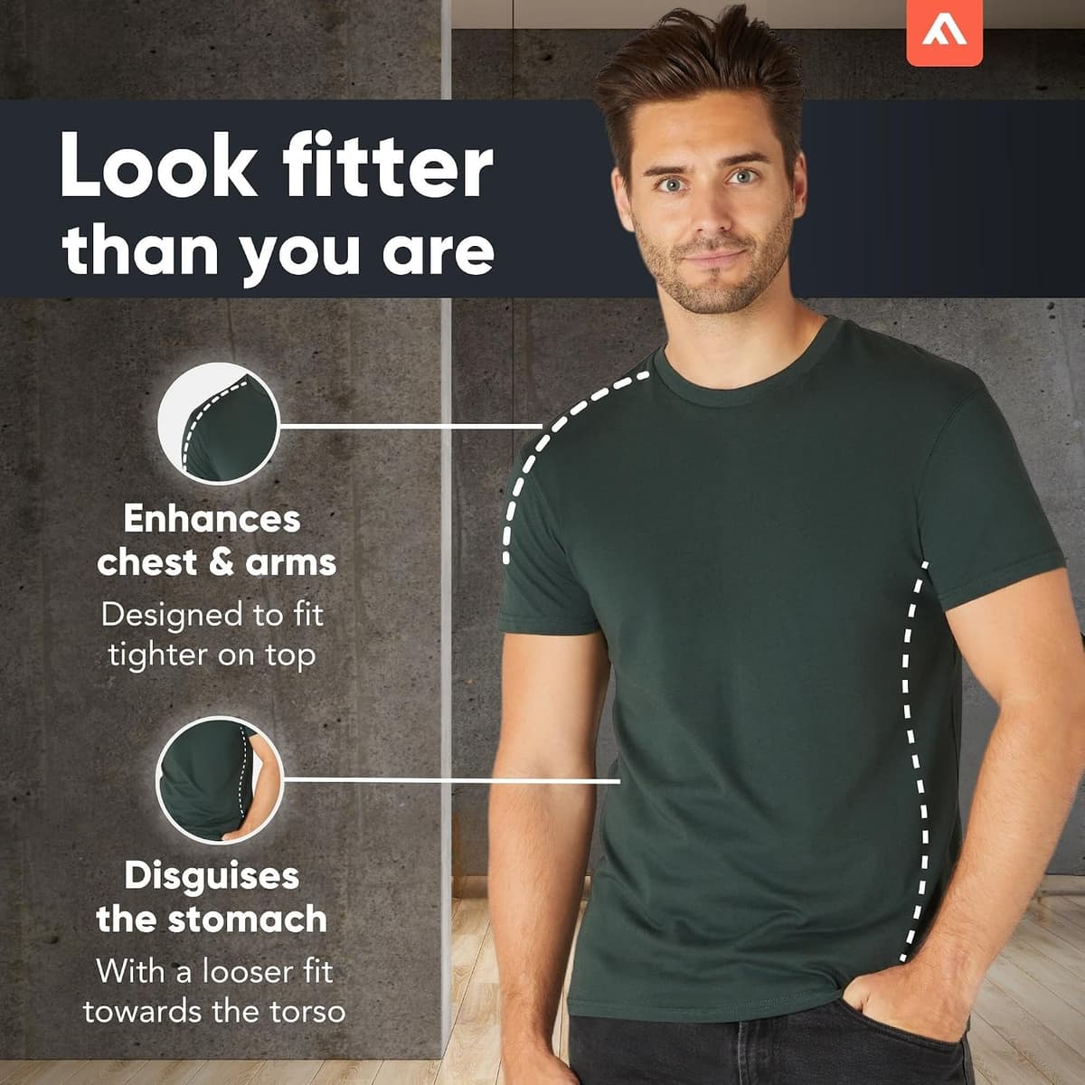 FM London 3/5-Pack Mens T Shirt - Premium Weight T-Shirts for Men with Lightly Fitted Design - Super Soft - Made with 100% Cotton - Stretch Fit for Any Occasion - Durable Comfort Fit M Black, Grey, White, Navy, Charcoal (5 Pack)