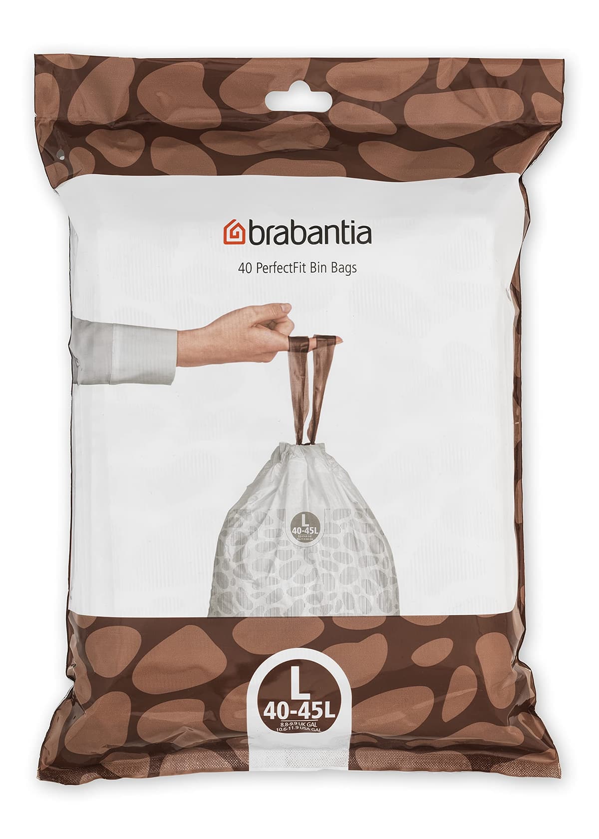 Brabantia Bolsas de Basura PerfectFit (Código L/40-45L) Extra Resistentes Bolsas con cinta de cierre (40 Bolsas)