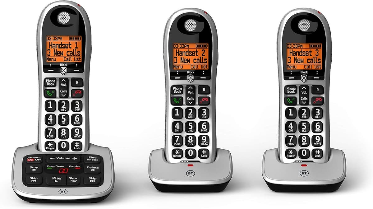 BT 4600 Cordless Landline House Phone, Home Phone, Big Buttons, Advanced Nuisance Call Blocker, Answer Machine, Trio Handset Pack New