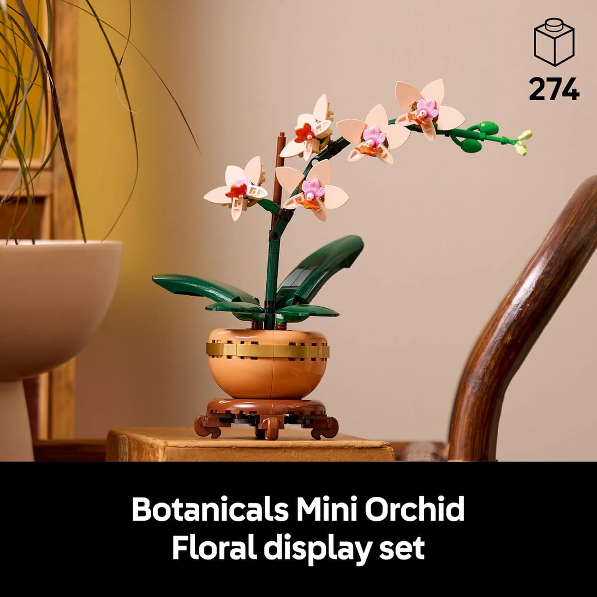 LEGO Botanicals Mini Orchid - Artificial Flowers Set for Adults - Indoor Plant with Terracotta Style Flowerpot - DIY Home Decor Gift Idea - 10343