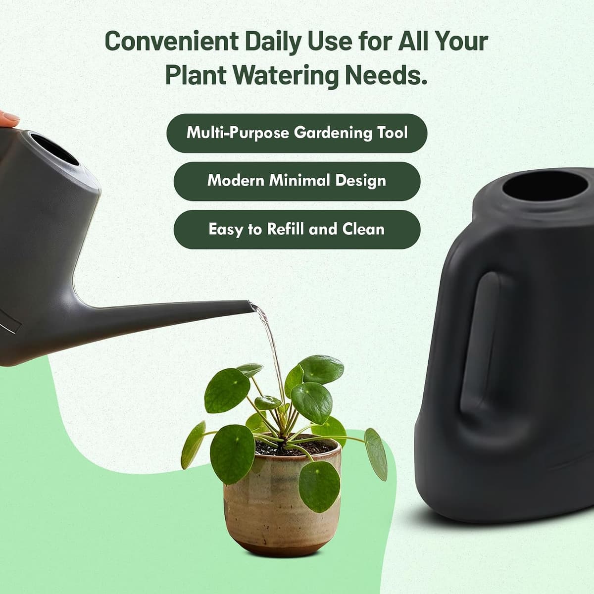 Watering Can 1L for Indoor & Outdoor Plants - Small Watering Jug with Long Spout for Precise Watering for Houseplants, Bonsai, Flowers & Greenhouses 1 L