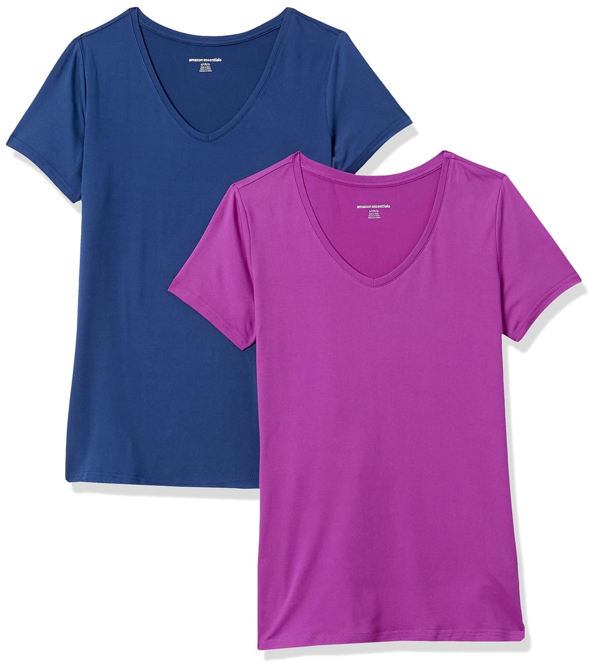 Amazon Essentials Mujer Camiseta Elástica de Secado Rápido, Manga Corta y Cuello en V (Hay Tallas Grandes)