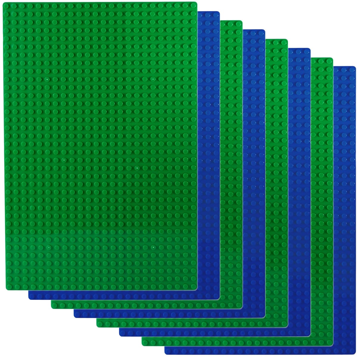 Apostrophe Games Placas Base de Bloques de Construcción Compatibles con Las Principales Marcas Placas Base Verdes de 19,2 cm x 28,8 cm (4X Verde y 4X Azul)