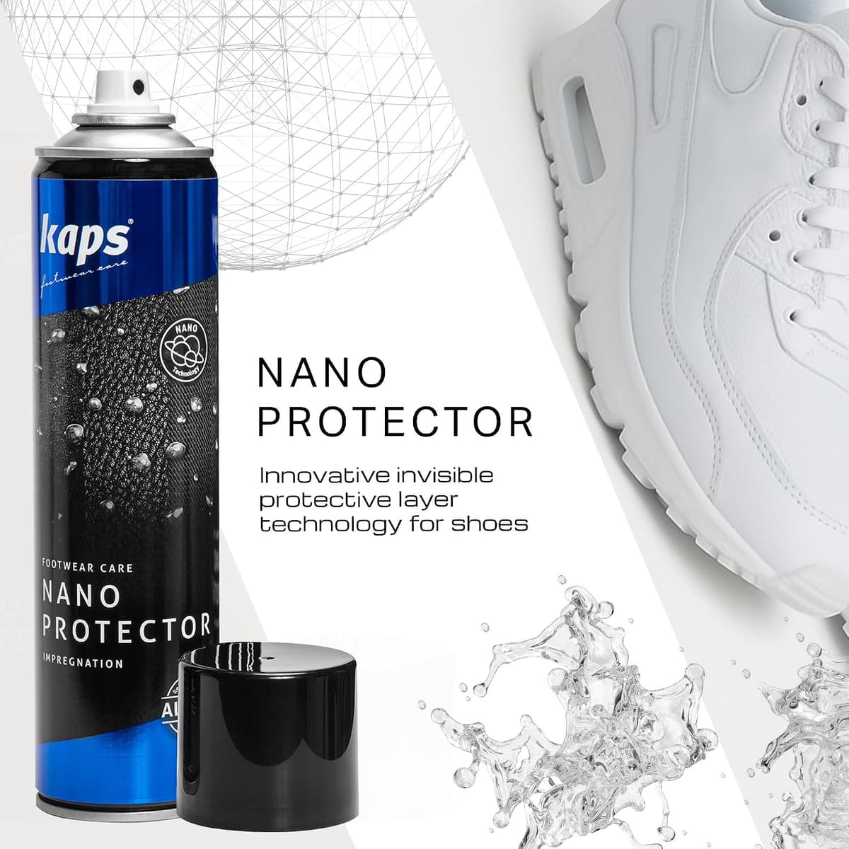 Kaps Nano Protector Waterproofing Spray for Suede, Leather, Nubuck, Textiles and TEX Materials, Moisture and Dirt Repellent - New Fast Drying Formula 400 ml 13.52 fl. Oz / 200 ml 6.76 fl. Oz 200 ml - 6.76 fl. Oz.