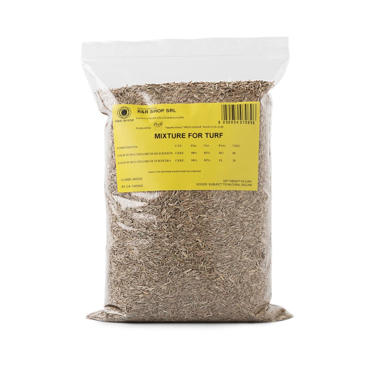 R&R SHOP - Semillas para césped resistente, ryegrass, de crecimiento rápido y transitable, aptas para todo tipo de terrenos (900gr - 35mq)