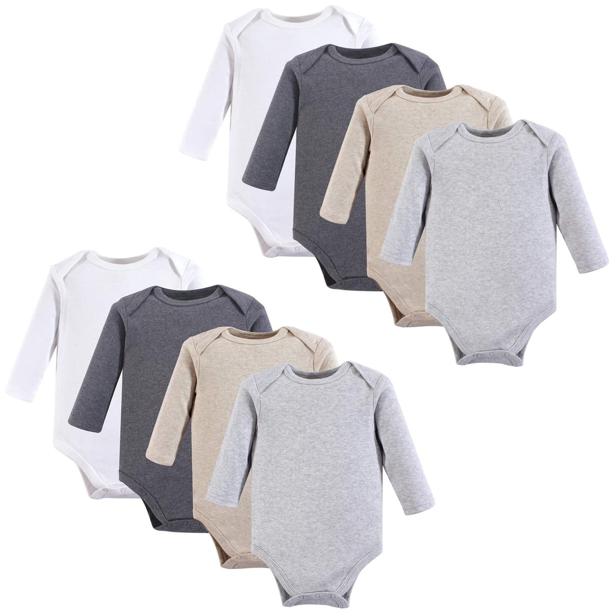 Hudson Baby unisex-baby Cotton Long-sleeve Bodysuits, Heather Gray, 3-6 Months
