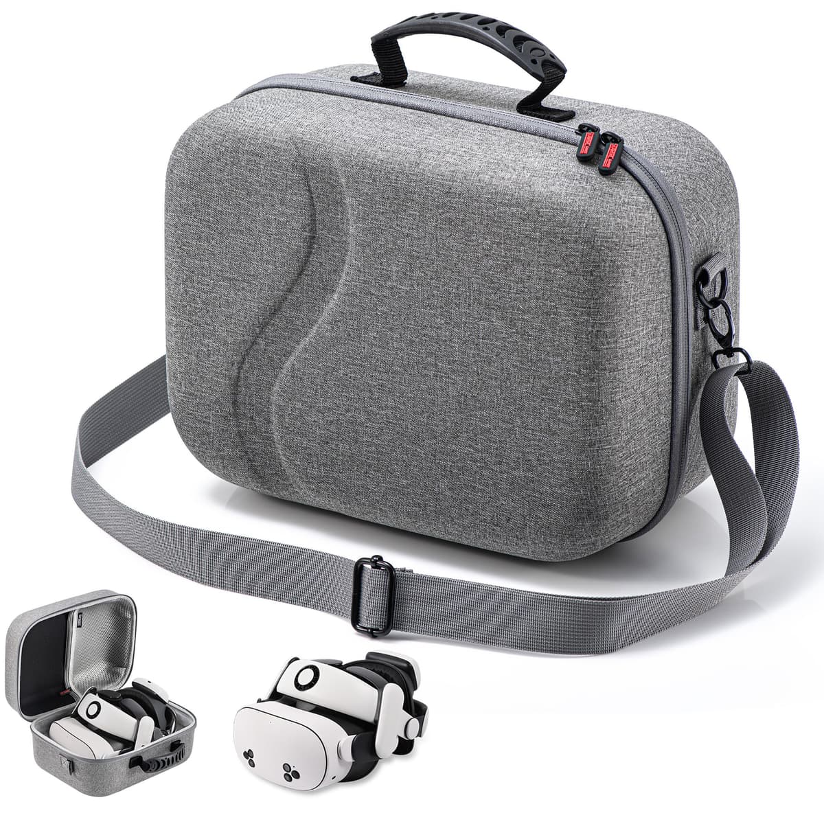 DEVASO Large Carrying Case for Meta Quest 3S/Quest 3, Hard Travel Case for BOBOVR S3 Pro/Kiwi Design Battery Head Strap, Controllers and Other Accessories, Carry Case for Oculus Quest 3S/3, Gray