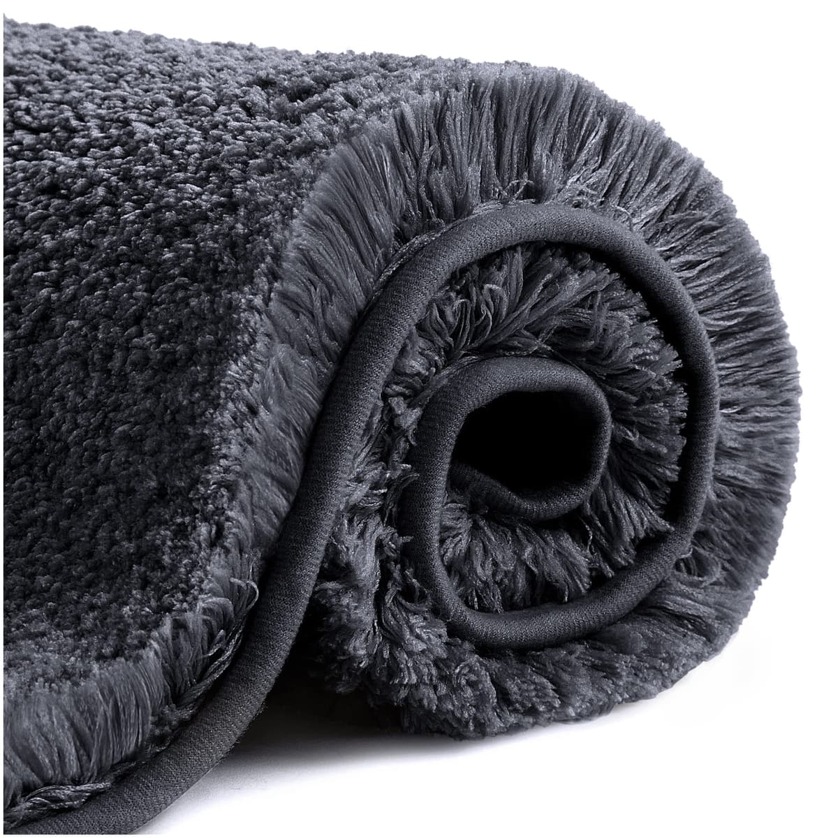 VANZAVANZU Alfombra de Ducha Antideslizante Espesa Absorbente Ultra Suave - Alfombrilla de Baño Mullido Microfibra, Lavable a Máquina - 50 x 80cm (Negro)