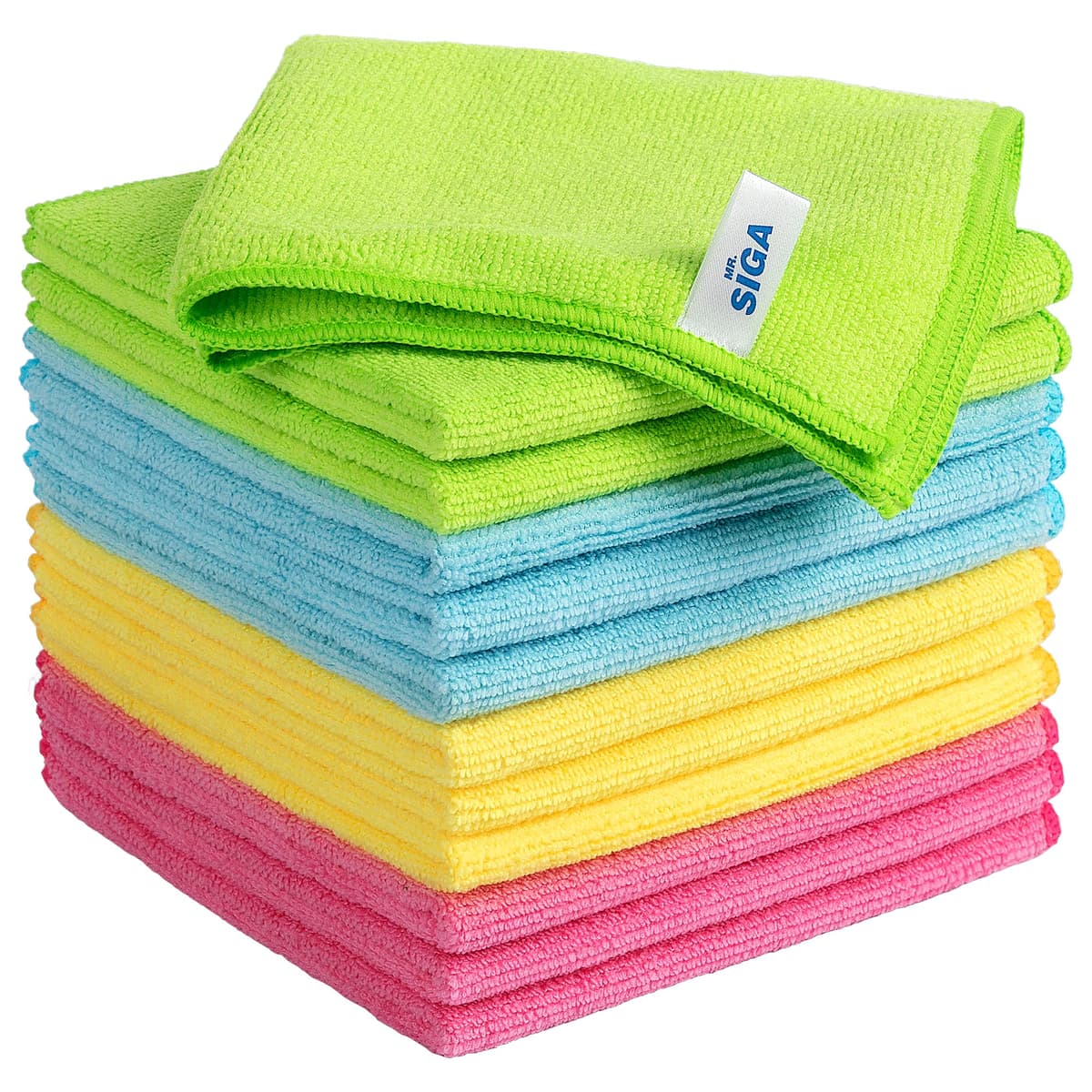 MR.SIGA Microfiber Cleaning Cloth,Pack of 12, Size:32 x 32 cm 32 x 32 cm Assorted