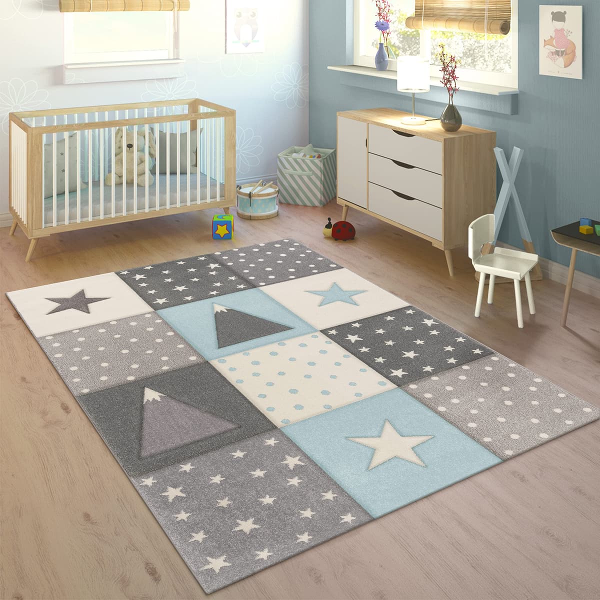Paco Home Alfombra Infantil, Alfombra Pastel Habitación Infantil con Nubes 3D Y Motivos De Estrellas Arcoíris, tamaño:80x150 cm, Color:Multicolor