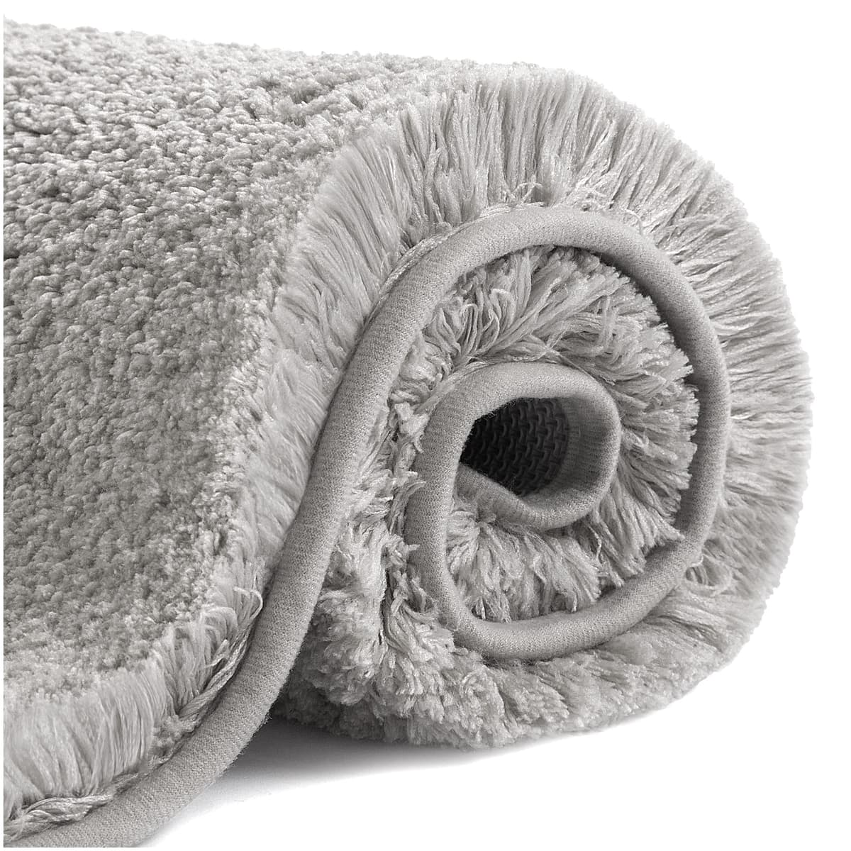 VANZAVANZU Alfombra de Ducha Antideslizante Espesa Absorbente Ultra Suave - Alfombrilla de Baño Mullido Microfibra, Lavable a Máquina - 40 x 60cm (Gris Claro)