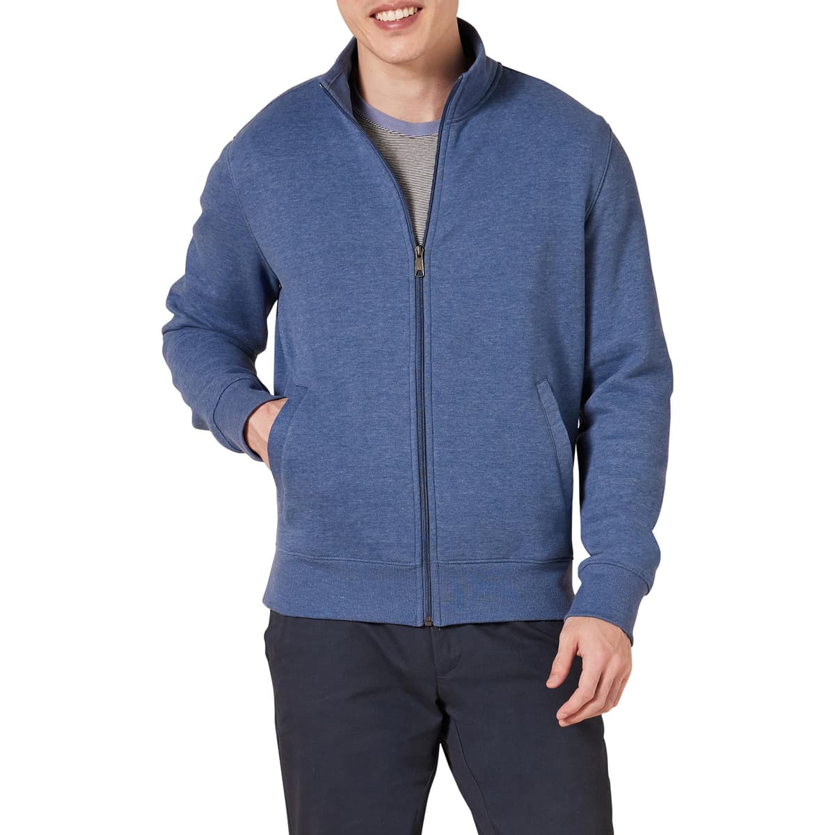 Amazon Essentials Sudadera de Forro Polar con Cremallera y Cuello Semicisne, Corte Estándar y Peso Medio Hombre